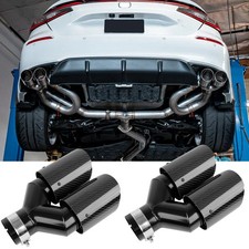 For Honda Civic Touring Carbon Fiber 2.5 In 4 Out Muffler Quad Exhaust Tips