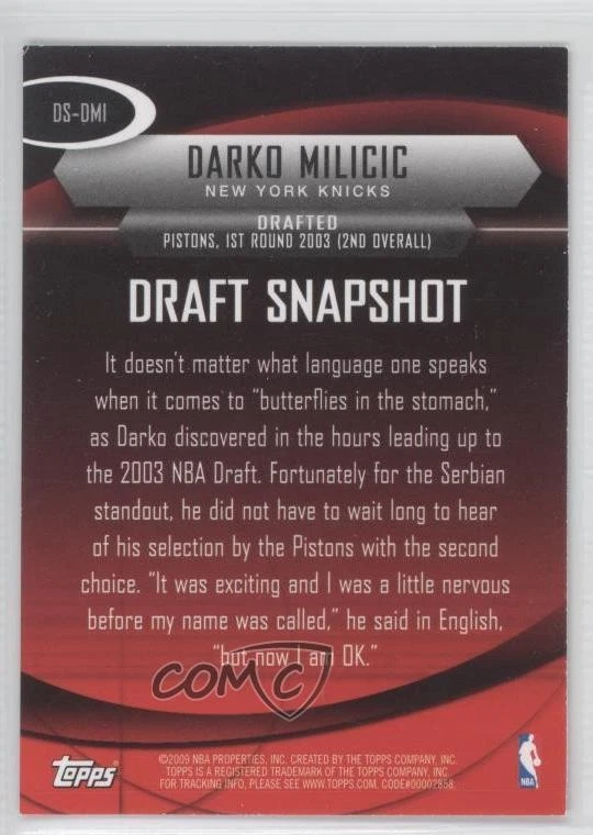 2009-10 Topps Draft Snapshot Darko Milicic #DS-DMI - Image 2 of 2