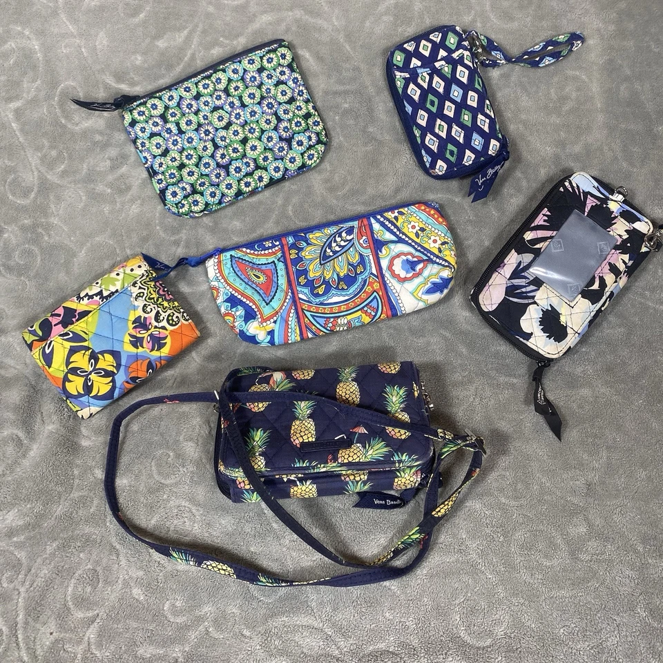 Vera Bradley Lote De 6 Carteras Muñequeras Bolsas Maquillaje Cremallera Floral Caprichoso Foto 2 de 4