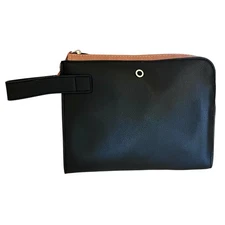 Bvlgari Bulgari Emirates First Class Travel Dopp Bag Pebbled Black & Tan New