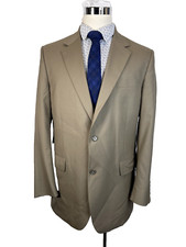 JOS A BANK MENS 100 WOOL SOLID BROWN SPORT COAT SUIT JACKET 42L