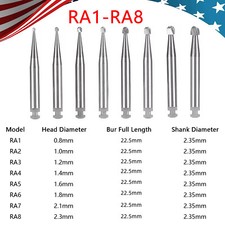 8 Types Dental Round Carbide Bur for Slow Speed Latch Type RA 1 - RA 8 Burs