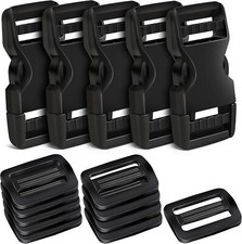 Buckles 1", Buckles for Straps 1 Inch 5 PCS, 10PCS Tri-Glide Slide Set, Plastic