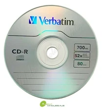 25 VERBATIM Blank 52X CD-R CDR Branded Logo 700MB Recordable Media Disc -Sleeves