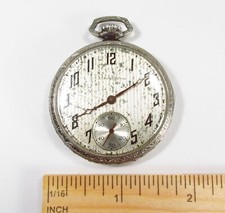 Antique 1925 South Bend 19J Grade 429 Art Deco Chrome Men's Pocket Watch Works