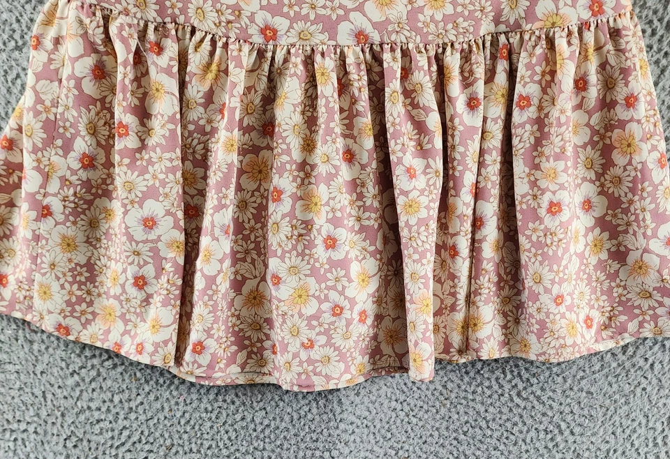 Aqua A 字迷你裙女式 S 玫瑰多花荷叶边侧拉链闭合 — 第 2/4 张图片