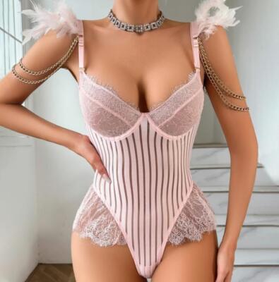 2024 New Hot Summer Your Sexy Wife Onepiece Lace Lingerie Sleepwear Dress Chain