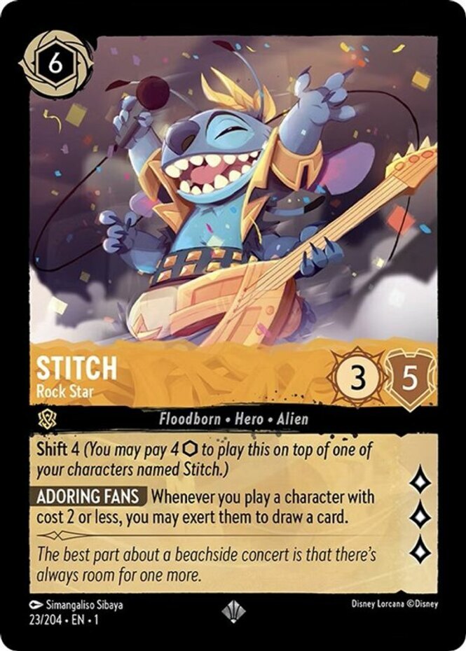 1x Stitch - Rock Star - 23/204 - Super Rare NM-Mint Disney Lorcana: The  First Ch
