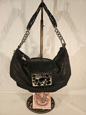 Kathy Van Zeeland Sunshine/Cognac Hobo Bag w/Jewels