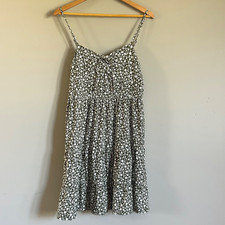 Vintage Green White Floral Sundress Smocked Back Large 11 13 Forest Fairy