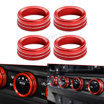 Red Aluminum AC Switch Control Knob Rings Cover For Toyota Tacoma 2016-2023