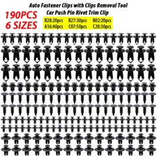 190Pcs Car Universal Fastener Plastic Clips Rivets Panel Fender Retainer 6 Sizes