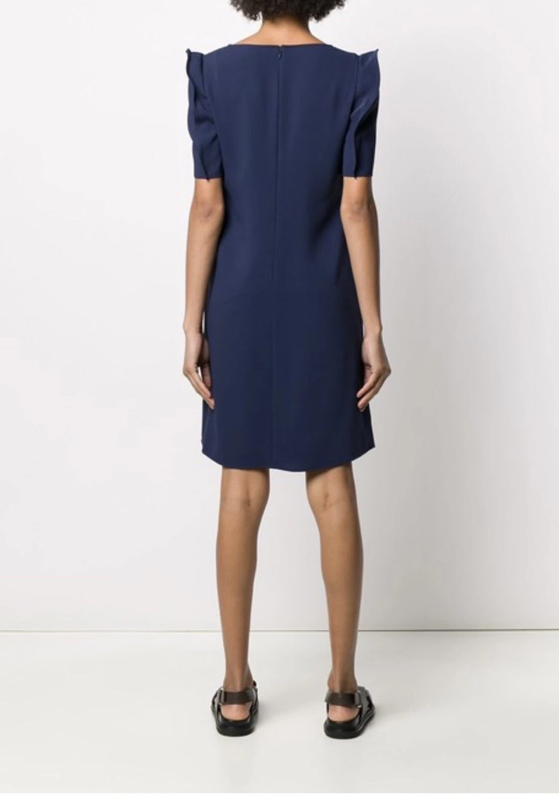 Mini abito a maniche corte Kenzo Paris blu mezzanotte arricciato busto taglia 42 EUR