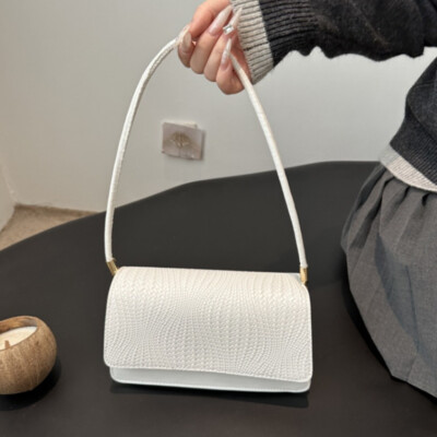 New Women's Small Square Bag Shoulder Bag Hand-held Underarm Bag White