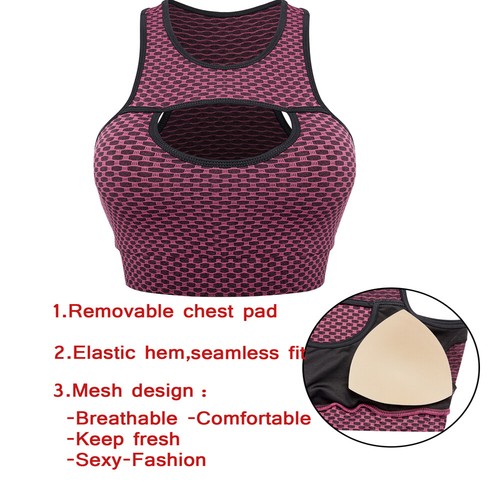 Ladies Sport Bras Seamless Wire-free Light Support Sport Fitness Yoga Bra Vest - Picture 7 of 24