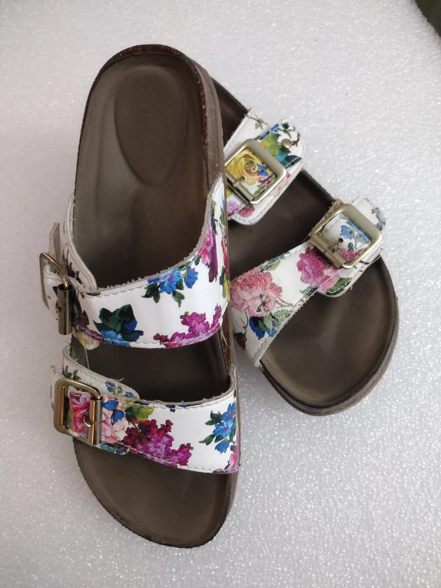 Madden Girl Women s Floral Size 8 Slide Sandals Two Strap Buckle