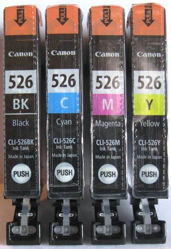 Canon Genuine CLI-526Bk CLI-526C CLI-526M CLI-526Y Set. New / Sealed. - Photo 1 sur 2