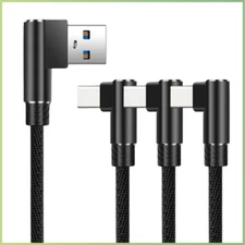 90 Degree Angle USB-A to USB-C Charger Cable Fast Charging Type-C Data Sync Cord