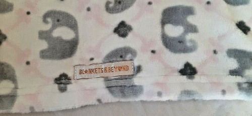 Blankets & Beyond Pink Gray Elephant Baby Security Lovey Very Soft Fleece - Picture 3 of 4