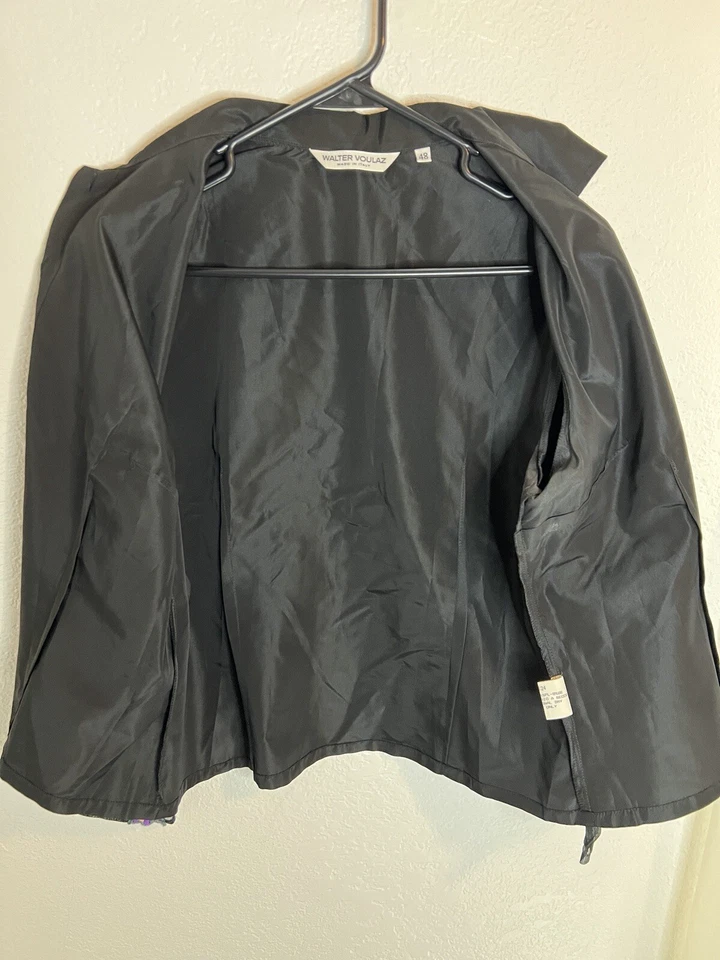 Blusa Walter Voulaz Italia Negra Seda Floral Bordada Talla 48 Foto 3 de 4