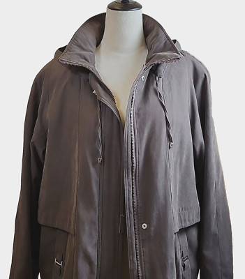 Fleet Street Ltd. Men's Brown Coat w/Detachable Flannel Lining & Hood Size Large
