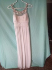 Evening Gown, White/ Gold Rhinestone Trim Decor, Long Length, Size 3