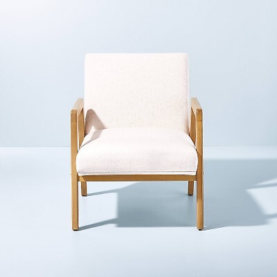 Upholstered Wood Framed Accent Arm Chair Heathered Cream Hearth