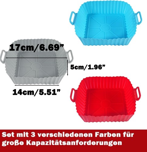 3x Airfryer 7-Zoll Silikonform für 3,5-5,5L Heißluftfritteuse, Wiederverwendbar - Bild 2 von 6
