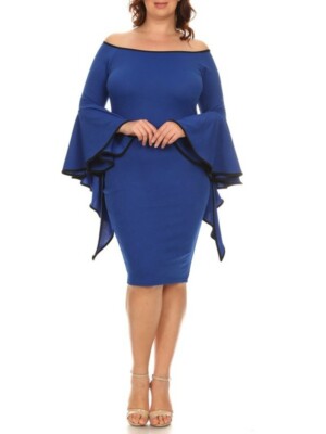 royal blue plus size bodycon dress