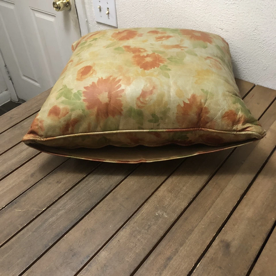 2 Редкие Thomasville 100% кожи декоративные подушки цветочный многоцветный VNT - Изображение 4 из 4
