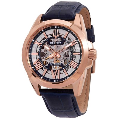 Bulova Sutton Automatisches Skelettzifferblatt 97A161 100M Herrenuhr