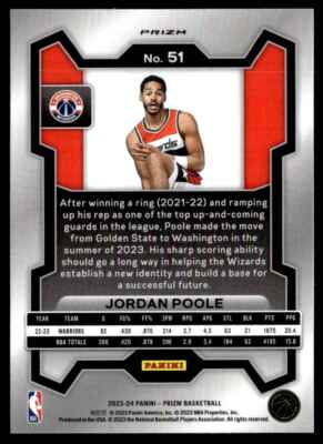 2023-24 Prizm Silver Prizms Jordan Poole Washington Wizards