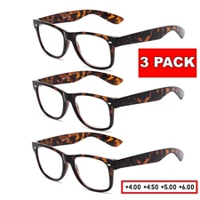 3 Pack High Power Extra Strength Reading Glasses Reader Women 4.0 4.5 5.0 6.0