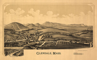 Panoramic Map of Glendale MA 16x24