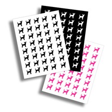 Small Chihuahua Dog Decal Sticker for Car Truck, 3 sheets Blk, Wht  Pink