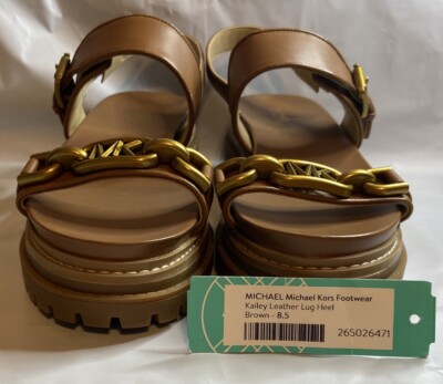 Michael Kors Kailey Brown Leather Lug Heel Sandal Y2K Size