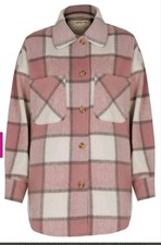 Bonmarché Autonomy Pink Grey & White Checked Shacket Shirt Size Xl