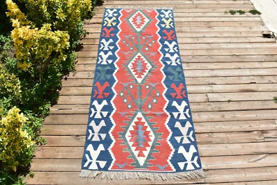 Tapis Turc Kilim 31''x74'' Oriental Rug Runner 2x6 Kilim Corridor Kilim Hallway - Photo 1/4