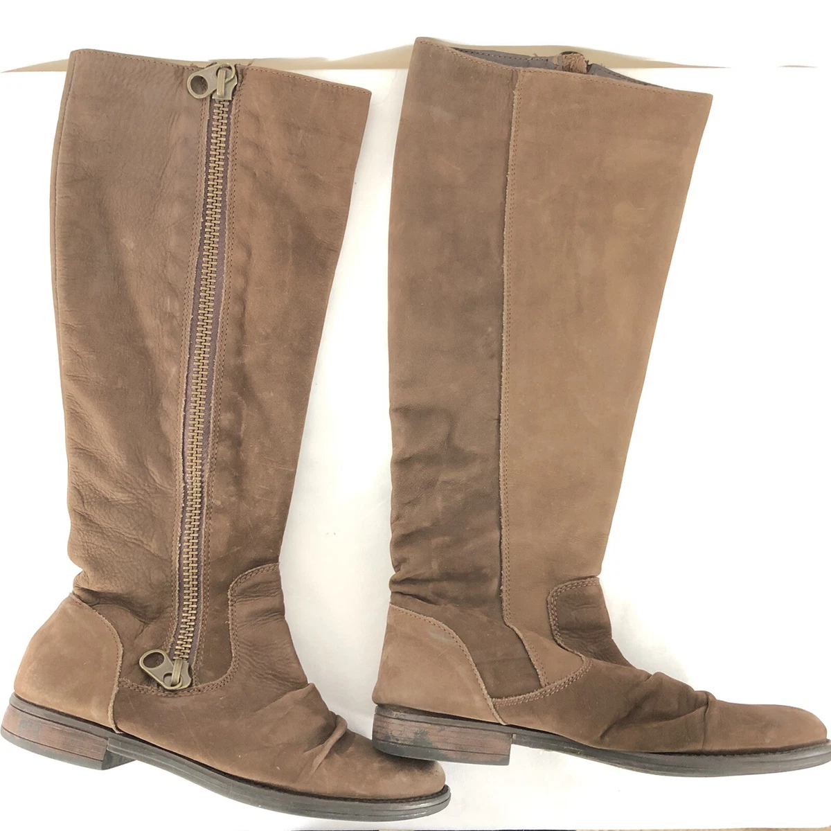 Steve Madden Womens Shoes Boots Linderr Suede Leather Zipper Knee High Brown 6.5