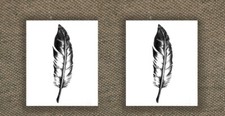 temporary tattoo - Set of two wrist size Feather  approx. 1.5" each 