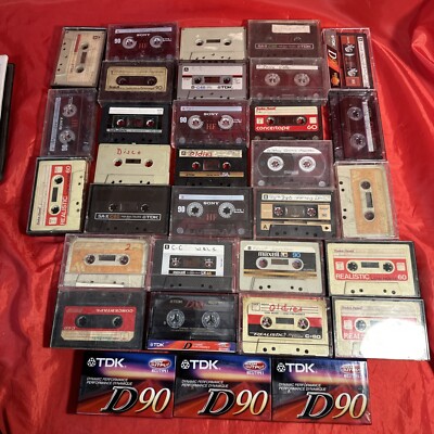 LOT OF 3 New TDK 90 Min. & 29 used AUDIO CASSETTE TAPES Pre-Recorded SOLD AS IS