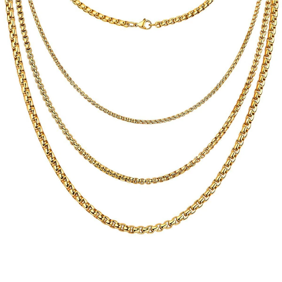 Kette Venezianerkette 2, 3, 4, 5, 6 mm 18K Gold vergoldet Damen Herren K3346D1 - Bild 1 von 1