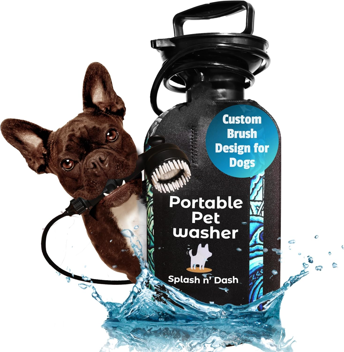 5L Portable Dog Shower – Manual Shower Kit with Brush Head