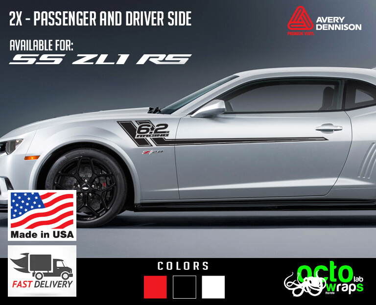 Fits Chevrolet Camaro zl1 RS SS Convertible sides X2 doors decal
