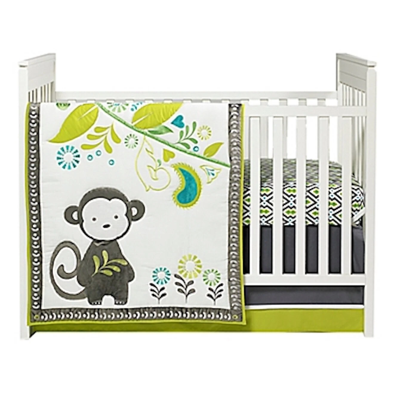 Jonathan Adler: 4 Piece Safari Monkey Crib Bedding Collection by Happy Chic