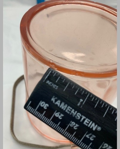 Vtg Pink Depression Glass Ice Bucket with Etched Flowers - Picture 10 of 10