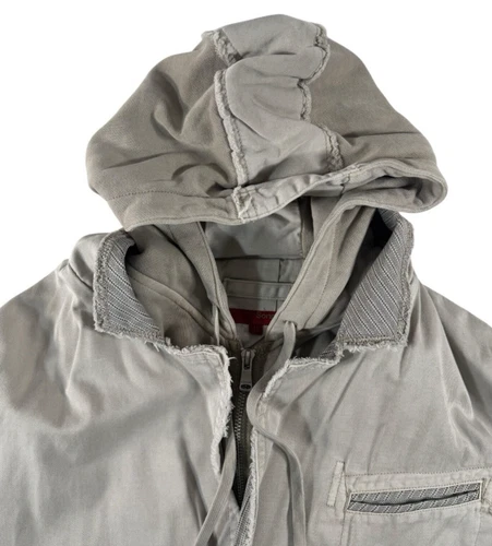 SONNETI Hybrid Style Blazer 2 in 1 Beige Hooded Jacket Sz M Retro 2005 Mens Mint image 4