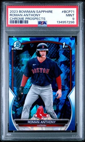 134957298 Roman Anthony 2023 Bowman Chrome Sapphire #BCP-71 1st RC PSA 9