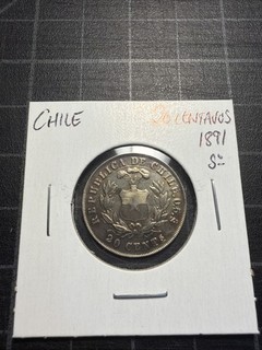 Chile Silver 20 Centavos 1891 So