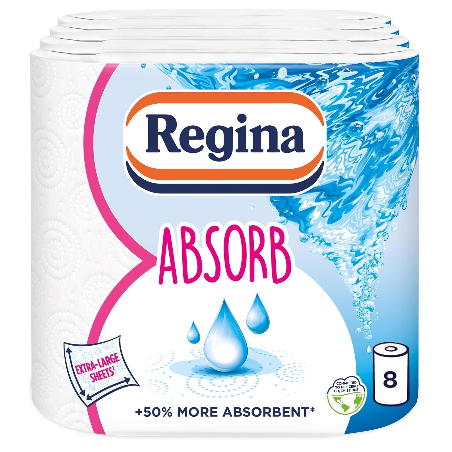 Regina Absorb Kitchen Towels 8 Rolls Per Pack Super Absorbent 2-ply Kitc 12090₽